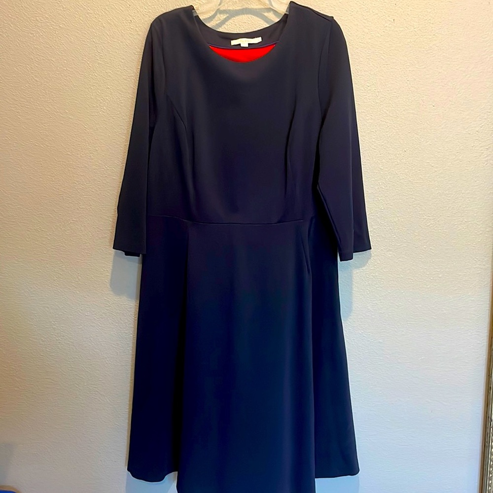 Navy Boden ponte a-line dress 3/4 sleeves sz 16